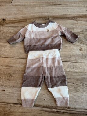 GAP Neutral Striped Knit Sweater & Pants Set
